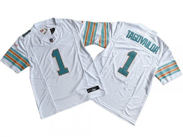 Miami Dolphins #1 Tua Tagovailoa White Alternate Vapor F.U.S.E. Limited Jersey