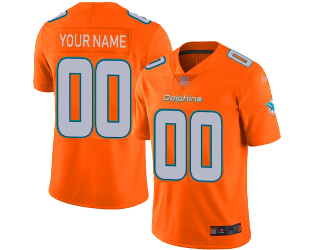 Custom Miami Dolphins Orange Vapor Limited Jersey