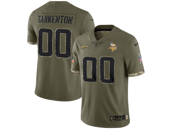 Custom Minnesota Vikings 2022 Olive Salute To Service Limited Jersey