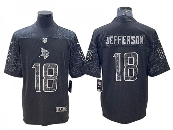 Minnesota Vikings #18 Justin Jefferson Black RFLCTV Limited Jersey