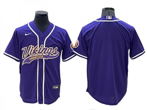Minnesota Vikings Blank Baseball Style Jersey - Purple/White/Yellow Minnesota Vikings Blank Baseball Style Jersey - Purple/White/Yellow