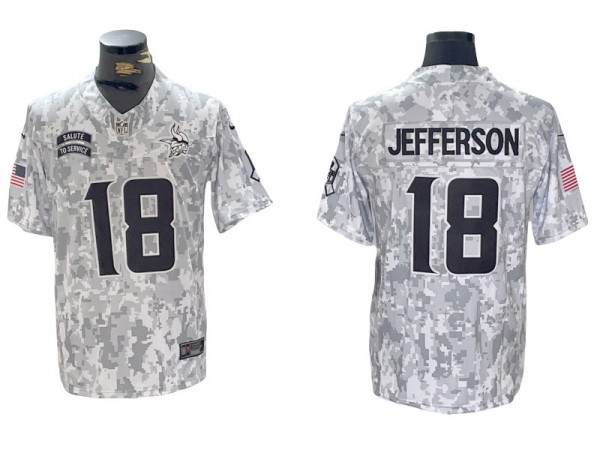 Minnesota Vikings #18 Justin Jefferson Arctic Camo 2024 Salute to Service Limited Jersey