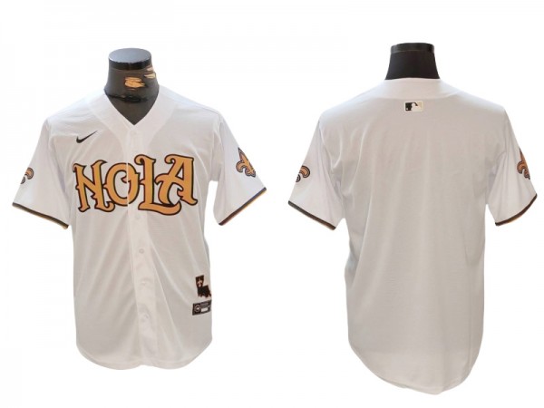 New Orleans Saints Blank Baseball Style 2024 Jersey - Black/White/Gold