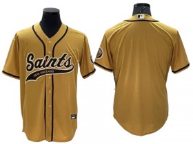 New Orleans Saints Blank Baseball Style Jersey - Black/White/Gold