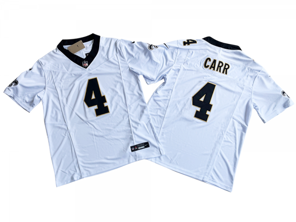 New Orleans Saints #4 Derek Carr White Vapor F.U.S.E. Limited Jersey