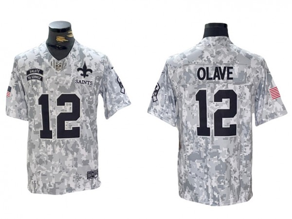 New Orleans Saints #12 Chris Olave Arctic Camo 2024 Salute to Service Limited Jersey