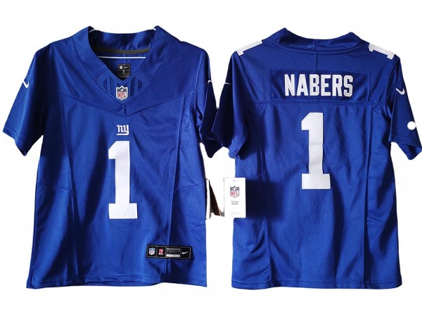 New York Giants #1 Malik Nabers Blue Vapor F.U.S.E. Limited Jersey