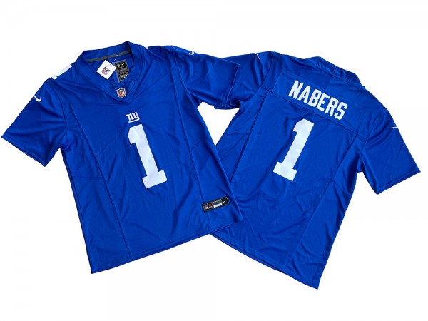 New York Giants #1 Malik Nabers Blue Vapor F.U.S.E. Limited Jersey