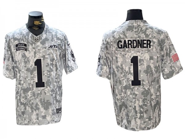 New York Jets #1 Sauce Gardner Arctic Camo 2024 Salute to Service Limited Jersey