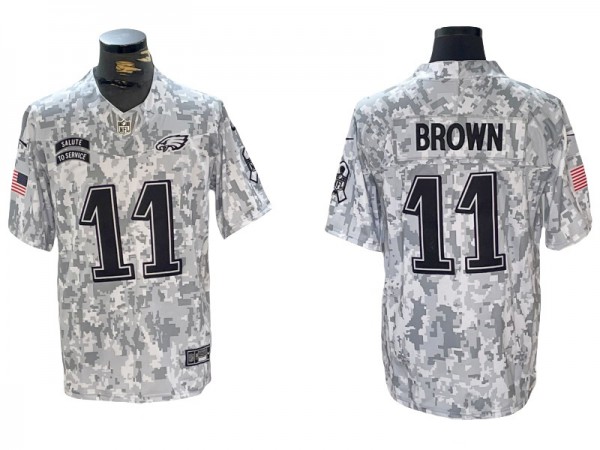 Philadelphia Eagles #11 A.J. Brown Arctic Camo 2024 Salute to Service Limited Jersey