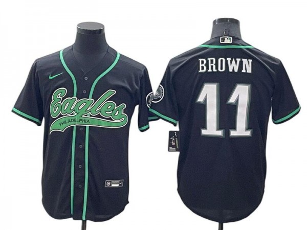 Philadelphia Eagles #11 A.J. Brown Baseball Style Jersey