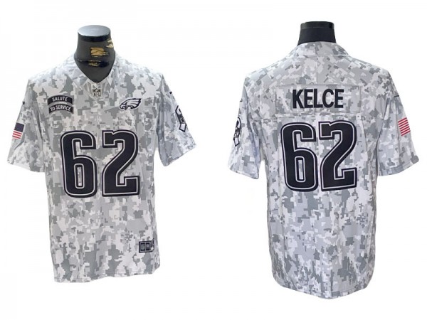 Philadelphia Eagles #62 Jason Kelce Arctic Camo 2024 Salute to Service Limited Jersey Philadelphia Eagles #62 Jason Kelce Arctic Camo 2024 Salute to Service Limited Jersey