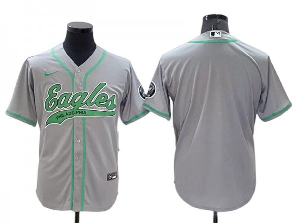 Philadelphia Eagles Blank Baseball Jersey-Gray & Navy Philadelphia Eagles Blank Baseball Jersey-Gray & Navy