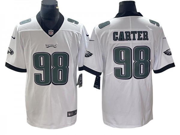 Philadelphia Eagles #98 Jalen Carter White Vapor Limited Jersey