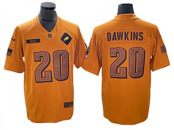 Philadelphia Eagles #20 Brian Dawkins Brown 2023 Salute To Service Limited Jersey