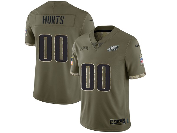 Custom Philadelphia Eagles Olive 2022 Salute To Service Limited Jersey