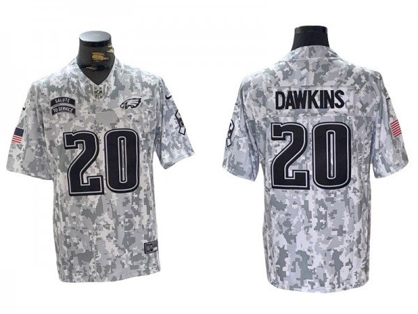 Philadelphia Eagles #20 Brian Dawkins Arctic Camo 2024 Salute to Service Limited Jersey