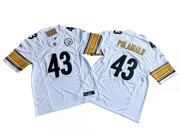 Pittsburgh Steelers #43 Troy Polamalu White Vapor F.U.S.E. Limited Custom Jersey