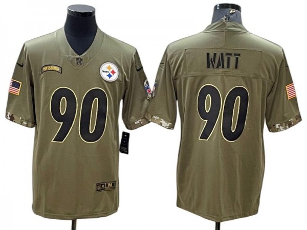 Pittsburgh Steelers #90 T.J. Watt 2022 Olive Salute To Service Limited Jersey