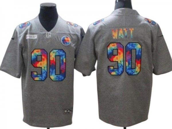 Pittsburgh Steelers #90 T.J. Watt Grey Rainbow Vapor Limited Jersey