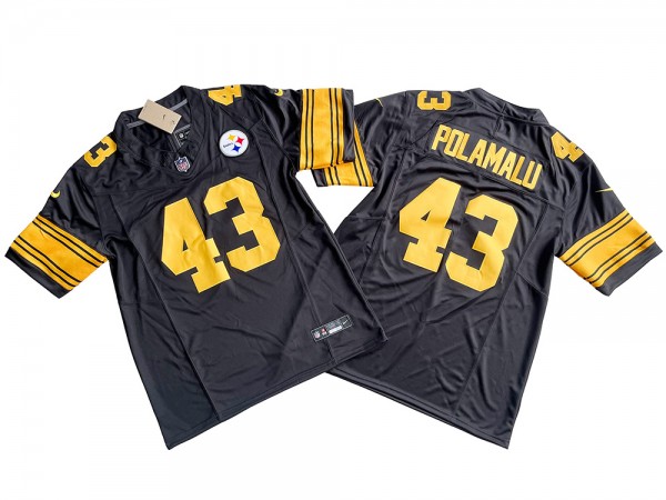 Pittsburgh Steelers #43 Troy Polamalu Black Rush Vapor F.U.S.E. Limited Custom Jersey