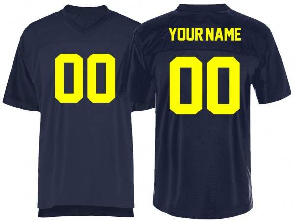 Custom Normal Screen Print Football Jersey-Black & Navy