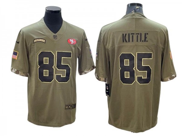 San Francisco 49ers #85 George Kittle 2022 Olive Salute To Service Limited Jersey San Francisco 49ers #85 George Kittle 2022 Olive Salute To Service Limited Jersey
