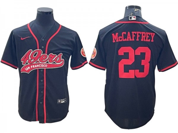 San Francisco 49ers #23 Christian McCaffrey Baseball Style Jersey - Red/Blac/White/Gold