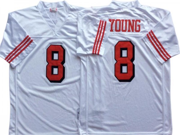 M&N San Francisco 49ers #8 Steve Young White 1994 Throwback Jersey M&N San Francisco 49ers #8 Steve Young White 1994 Throwback Jersey