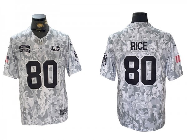 San Francisco 49ers #80 Jerry Rice Arctic Camo 2024 Salute to Service Limited Jersey San Francisco 49ers #80 Jerry Rice Arctic Camo 2024 Salute to Service Limited Jersey