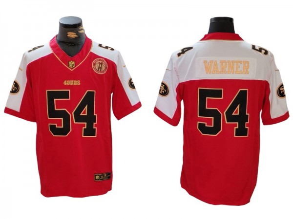 San Francisco 49ers #54 Fred Warner Red Gold Vapor F.U.S.E. Limited Jersey San Francisco 49ers #54 Fred Warner Red Gold Vapor F.U.S.E. Limited Jersey