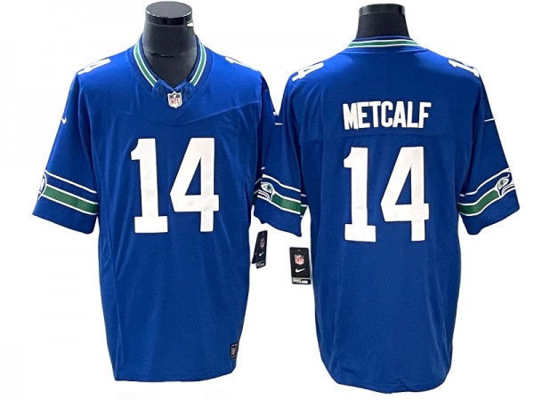 Seattle Seahawks #14 DK Metcalf Royal Throwback Vapor F.U.S.E. Limited Jersey