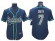 Seattle Seahawks #7 Geno Smith Baseball Style Jersey - Navy & Gray & Neon Green