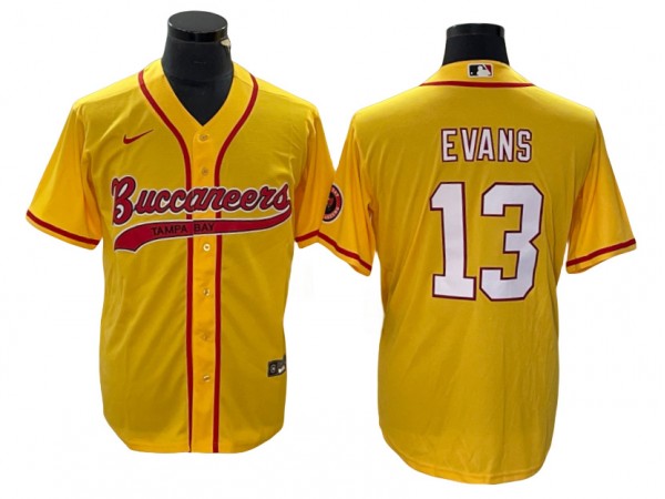 Tampa Bay Buccaneers #13 Mike Evans Baseball Style Jersey - Yellow & White & Black