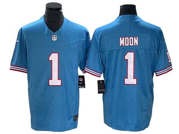 Tennessee Titans #1 Warren Moon Light Blue Throwback Vapor F.U.S.E. Limited Jersey