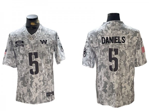 Washington Commanders #5 Jayden Daniels Arctic Camo 2024 Salute to Service Limited Jersey