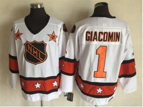 NHL 1973 All Star Game #1 Eddie Giacomin Vintage CCM Jersey-White