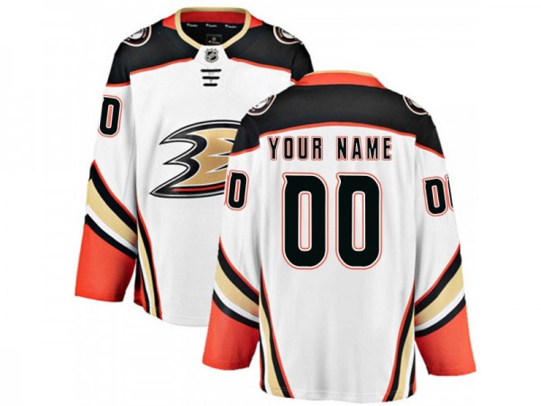 Custom Anaheim Ducks White Away Jersey