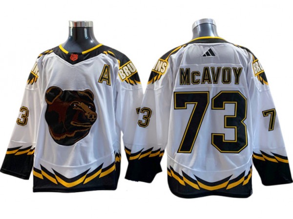 Boston Bruins #73 Charlie McAvoy White Reverse Retro 2.0 Jersey