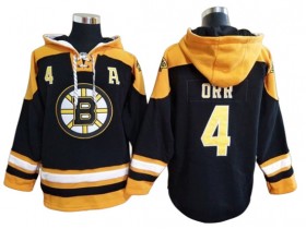 Boston Bruins #4 Bobby Orr Black Ageless Must-Have Lace-Up Pullover Hoodie