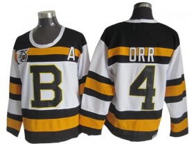 Boston Bruins #4 Bobby Orr White 1992 75th Vintage CCM Jersey