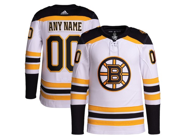 Custom Boston Bruins White Away Jersey