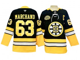 Boston Bruins #63 Brad Marchand Black Alternate 100th Anniversary Jersey