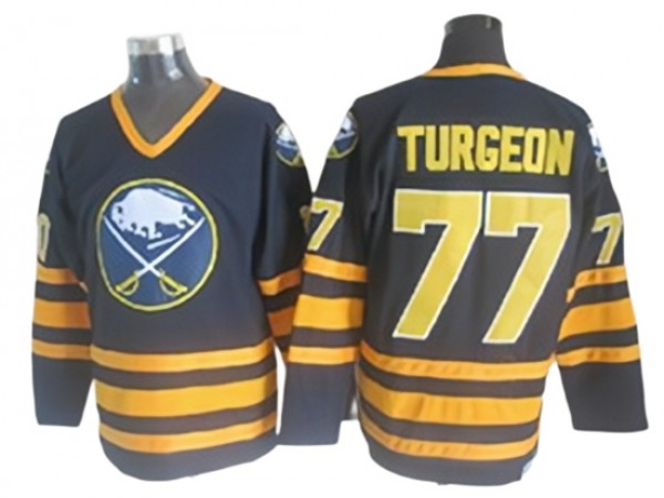 Buffalo Sabres #77 Pierre Turgeon Navy Vintage CCM Jersey