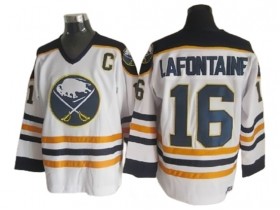 Buffalo Sabres #16 Pat LaFontaine White Vintage CCM Jersey