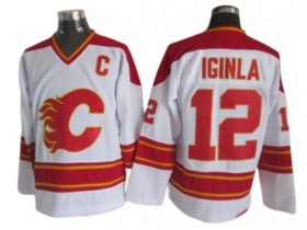 Calgary Flames #12 Jarome Iginla White 1989 Vintage CCM Jersey