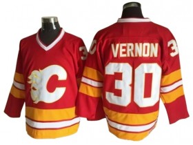 Calgary Flames #30 Mike Vernon Red 1989 Vintage CCM Jersey