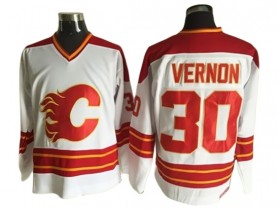 Calgary Flames #30 Mike Vernon White 1989 Vintage CCM Jersey