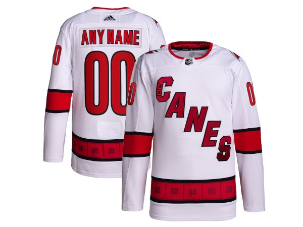 Custom Carolina Hurricanes White Away Jersey