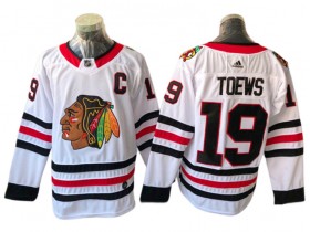 Chicago Blackhawks #19 Jonathan Toews White Away Jersey